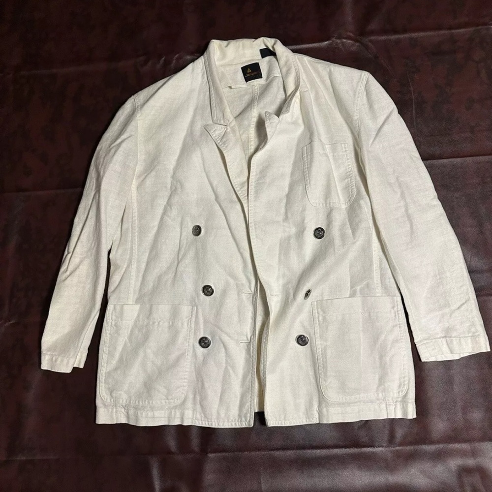 Vintage Lizsport White Jacket Blazer Size 10 Women's Linen/Cotton